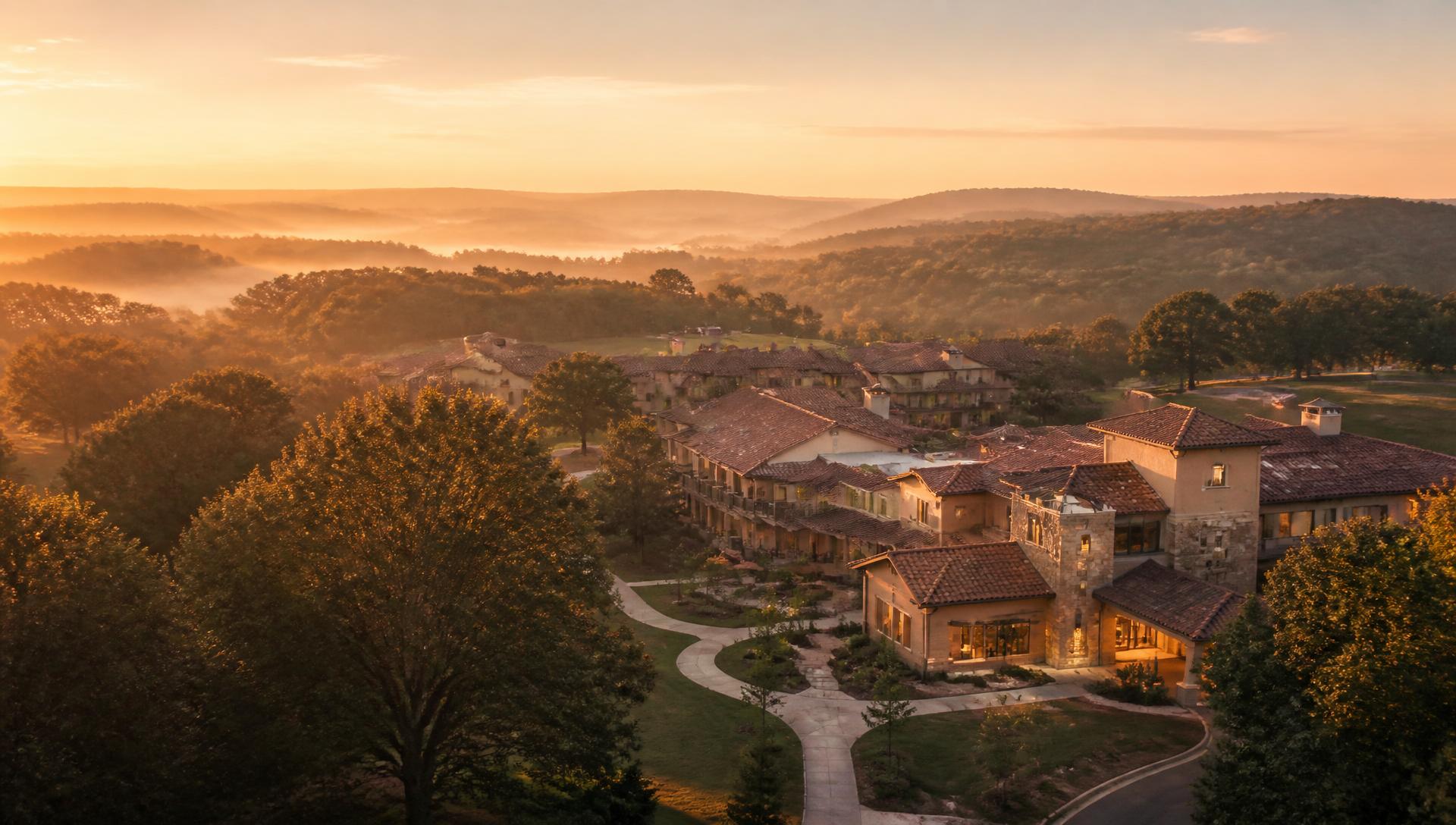 Craftsman-style senior living cottages at Oaks at Pickens with mountain views